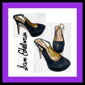 Sam Edelman Navato Black Suede Platform Heels